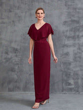 Women's Ruffle Trim Floral Applique Chiffon Party Dress